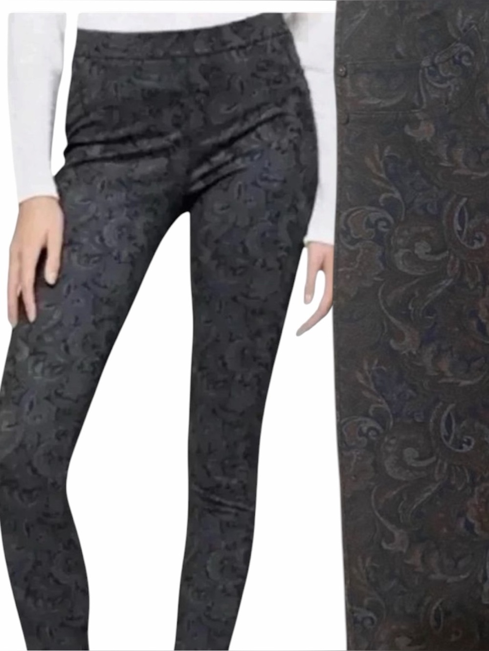 Sanctuary Runway Paisley Leggings Earth Tones Brown and Blue SZ Medium